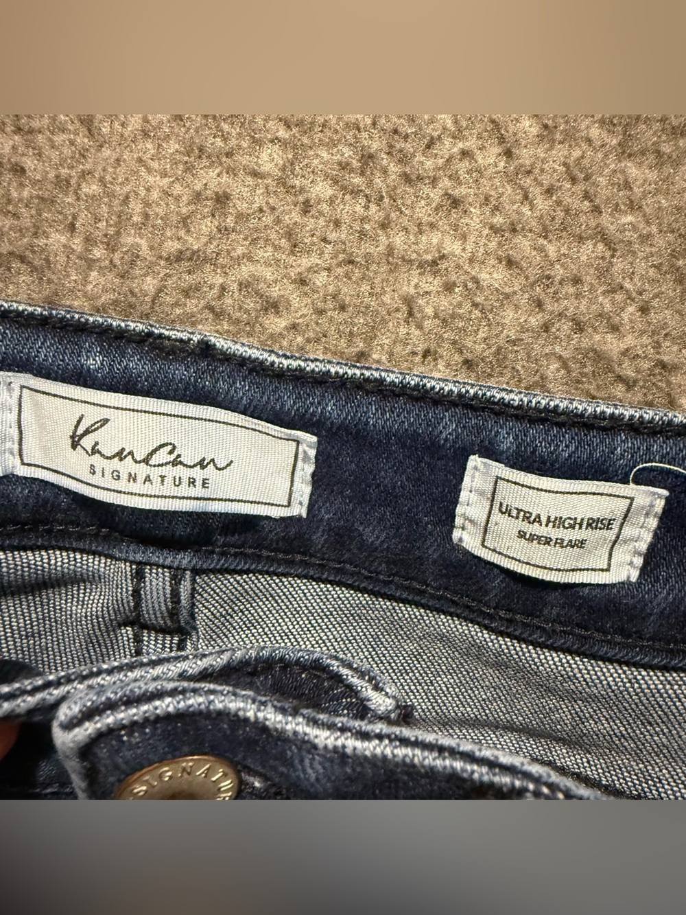 KanCan Ultra High Rise Super Flare Jeans Womens 23 (inseam 32) blue Fray Hem - Picture 11 of 13